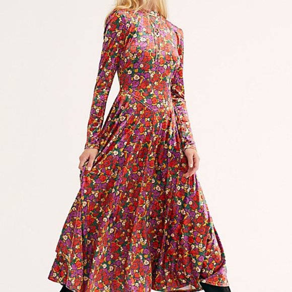 NEW FREE PEOPLE Heartland Crushed Velvet Maxi Dres - Picture 2 of 3